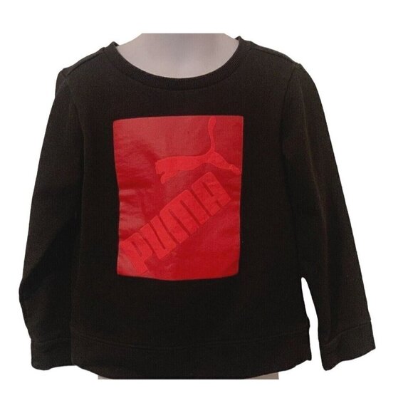 Puma Boys Sweatshirt Youth Size 6 Black Red Graphic Long Sleeve - Picture 2 of 9